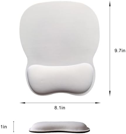 Mouse Pad with Wrist Support, Ergonomic Mousepad with Comfortable Memory Foam Wrist Rest Cushion, Relieve Wrist Pain, Non-Slip Rubber Base Gaming Mice Pad for Home Office Computer Laptop, White