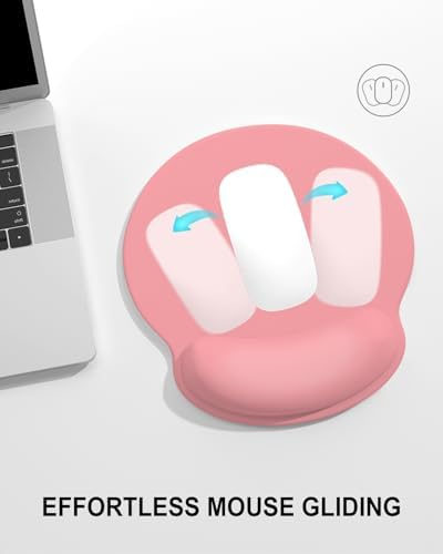 Auhoahsil Mouse Pad, Ergonomic Mouse Pad with Wrist Rest, Pain Relief Computer Gel Mouse Pad Wrist Support for Laptop, Mousepad with Non-Slip PU Base, Mouse Pads for Desk, Pink