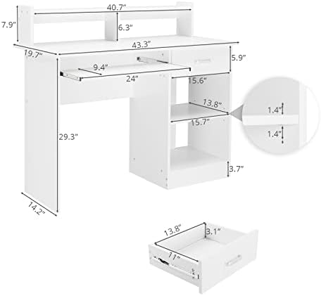 Karl home Computer Desk Study Writing Desk, White