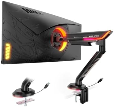 Single Gaming Monitor Arm for 24"-57" Screens with RGB, Up to 60 lbs, Black
