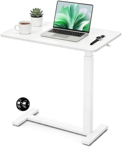 Mobile Standing Desk, Height Adjustable Laptop Desk with Hidden Casters