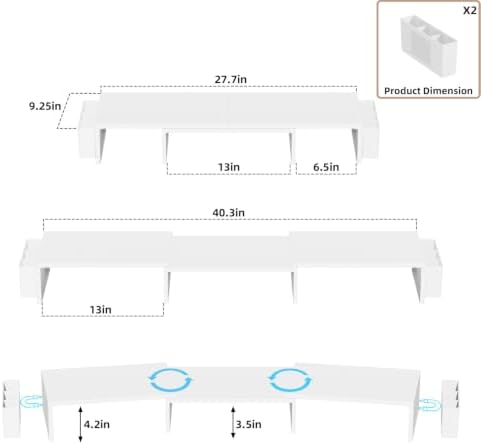 AUPSEN Dual Monitor Stand Riser with 2 Pen Holders, Desk Organizer, White