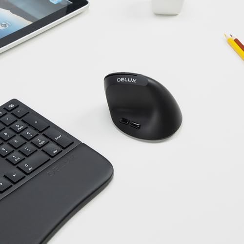 DELUX Wireless Ergonomic Mouse,Rechargeable Mouse for Small Hands (M618AIR)