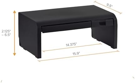Bostitch Konnect Adjustable Monitor Riser with Drawer & Cell Phone Holder, Laptop Stand for Desk, 4 Height Levels, Cable Management & Rubber Feet