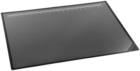 Artistic Logo Pad Engineering Desk Mat Pad for Desktop Organization & Document Protection, Printed Ruler Measurements, Black/Clear, 19" x 24"