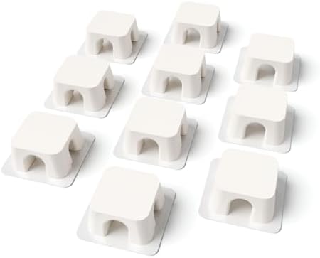 Magnetic Cable Organizer – Desktop Multipurpose Cord Keeper & Cable Management Clip for Home & Office (White Block 10Pcs)