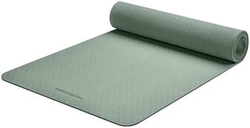 Retrospec Zuma Yoga Mat 6mm Thick Non-Slip TPE Exercise Mat | Cushioned Workout Mat for Yoga Pilates and Home Stretching | 72 x 24 with Carrying Strap