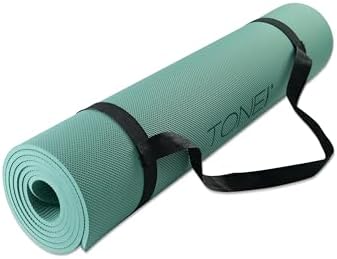 TONE Fitness 1/4" Yoga Mat, Non-Slip Exercise & Pilates Mat with Strap