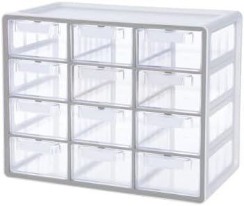 Blue Ginkgo 12-Drawer Storage Cabinet Organizer, Grey, Made in Korea