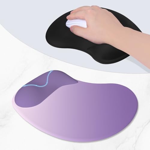 ITNRSIIET Ergonomic Mouse Pad, Cushioned Gel Wrist Rest, Non-Slip Base, Smooth Surface, Cute Multi-Color, 9.5 x 8.2 in, Lavender Fade