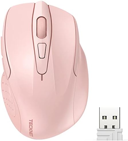 TECKNET Wireless Mouse, 2.4G Ergonomic Computer Mouse, 2600 DPI, Pink
