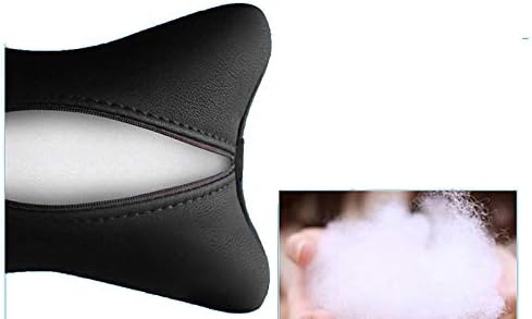 Car Neck Pillows 2pcs Pack Car Headrest Pillow Pu Leather Car Cervical Pillows for Traveling Car Pillows Filled By Fiber (Black) (Black Blue)