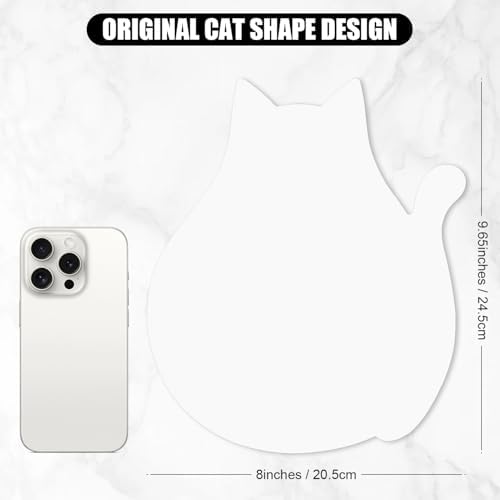 Funny Mouse Pad Cute Cat Shape Office Desk Accessories Decor for Women 9.65 x 8 Inch Small Mousepad with Non-Slip Rubber Base Washable Waterproof, Ivory White