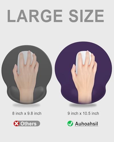 Auhoahsil Mouse Pad, Ergonomic Mouse Pad with Wrist Rest, Pain Relief Computer Gel Mouse Pad Wrist Support for Laptop, Mousepad with Non-Slip PU Base, Mouse Pads for Desk, Dark Purple