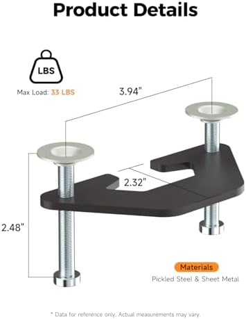 Suptek Heavy Duty Monitor Mount Desk Clamp Plate Accessories Under Table Metal Desk Accessories fit for Suptek Monitor Arm Mount, Designed to Fit Irregularly Shaped Table, Black