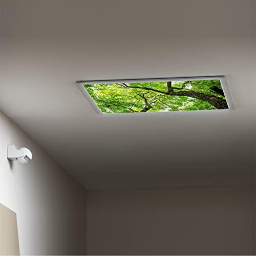 Fluorescent Light Cover Decorative Ceiling Light Filters,Tree pattern,for Classroom Office Hospitals Home Ceiling Decorative,2ft x 4ft,Green