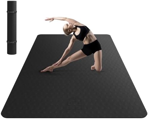 HAPBEAR Extra Large Yoga Mat - 72"x48"x6mm (1/4 inch), Non-Slip, Durable, Thick Wide Exercise Mat for Home Workouts, Yoga, Pilates, Stretching and Cardio Workouts