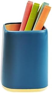 ZUFECY Desk Pen Holder, Desktop Organizer Storage Case Stationery Scandinavian Design for School, Home, Office (Blue)