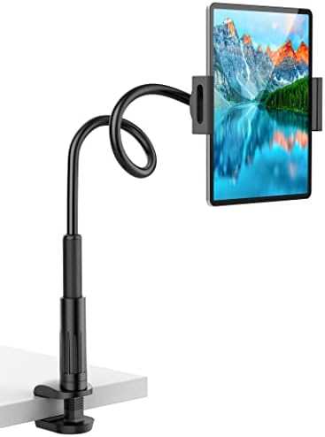 Tablet Stand Holder for Bed, Gooseneck Mount with Adjustable Flexible Arm Compatible with iPad Air Pro Mini, Samsung Tab, Nintendo Switch Kindle Other 4.7"-12.9" Device