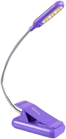 VAVOFO Rechargeable Book Light for Reading in Bed Kids, 7 LED Reading Light with 9-Level Warm Cool White Daylight, Eye Care Lamp with Power Indicator for Bookworms (Dark Purple)