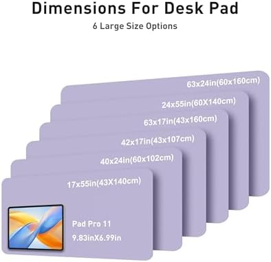 Aothia Faux Leather Desk Mat - Large Mouse Pad, Non-Slip PU Leather Blotter, Waterproof Writing Surface for Office and Home (Lavender, 63" x 17")
