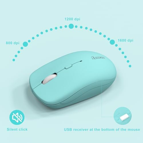 Wireless Keyboard and Mouse Combo Silent for Office and Home(Tifany Blue-B)