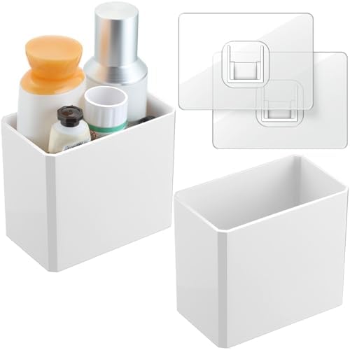 Suclain 2 Pcs Wall Mounted Organizer Floating Shelf Wall Bin, White