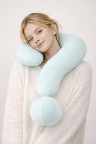 EVOLIVE Question Mark Neck Pillow 15"x24", Velvet Ergonomic Support(Mint)
