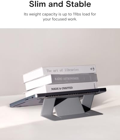 MOFT Invisible Slim Laptop Stand, Adhesive And Reusable, Adjustable Perfect Viewing Angles, Compatible with Laptops Up to 15.6", Grey