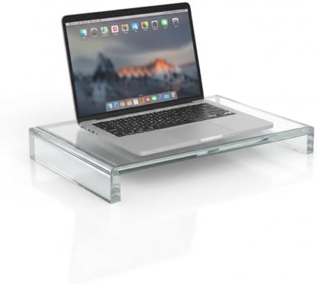 Azar Displays 515370-1PK Acrylic Laptop Stand, Computer Riser for Desk, Monitor Stand, Closet Organizer for Clothes & Shoes, Cabinet Display for Accessories and Décor (12-Inch)