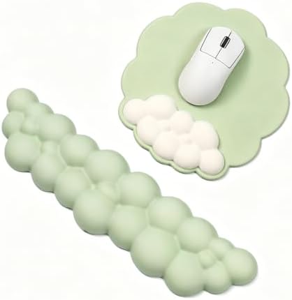 2 in1 Cloud Wrist Rest for Keyboard and Mouse Pad Set-Memory Foam,Green