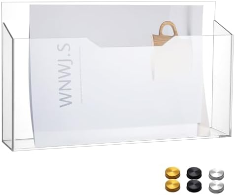 Feifeiya 1 Pcs Clear Acrylic File Holder Wall Mount, 14"x8.3"x2.4"