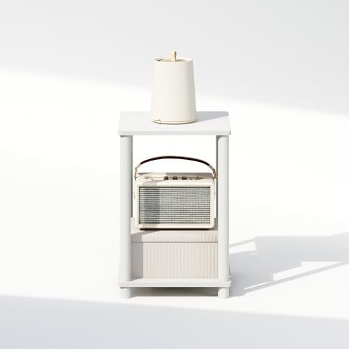 Furinno Turn-N-Tube Toolless 2-Tier Open Shelf Night Stand, White