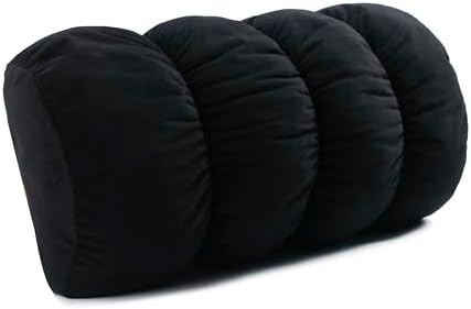ALIBO Half Moon Rould Roll Fluffy Big Neck Pillow Recliner/Office Chair D Shaped Bouncy Lumbar Pillow with Adjustable Filling Back Pain Relief Lumbar Support Nonslip Soft Leg Lift Cushion