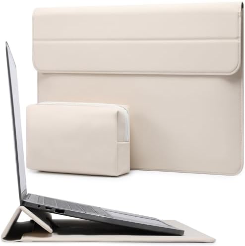HYZUO 15-16 Inch Laptop Case Bag Sleeve with Stand, Beige