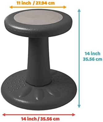 Studico ActiveChairs Kids Wobble Stool, Flexible Classroom Seating Improves Focus, Posture & Helps ADHD/ADD. Get The Wiggles Out Active Fidget Chairs, Preschool | Elementary 14" Chair, Ages 3-7, Gray
