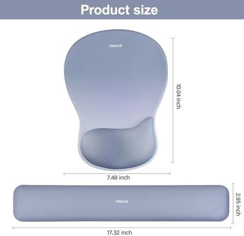 MOSISO Wrist Rest Support for Mouse Pad & Keyboard Set,Stone Blue