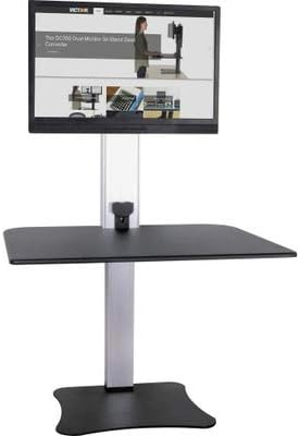 Victor High Rise Electric Sit-Stand Standing Desk Converter with Single Monitor Stand - Height Adjustable Office Desk Workstation for Home, 28" x 23" Work Surface, Black