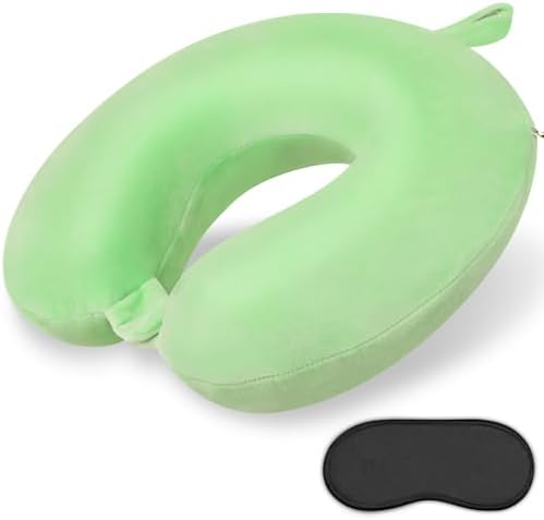 Neck Pillow for Travel U Shape Memory Foam Pillows, Green