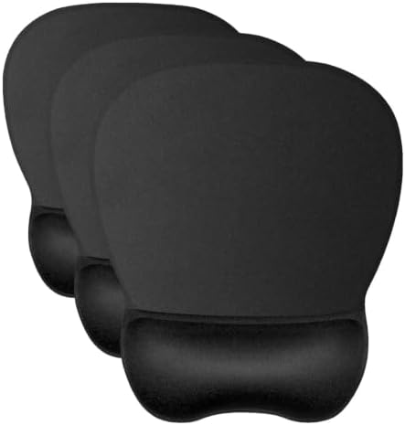 JIKIOU Ergonomic Mouse Pad with Gel Wrist Support, Comfortable Mousepad with Smooth Wrist Rest Surface and Non-Slip PU Base for Pain Relief Computer Laptop Office Home Black, 9.2 x 8.1 in (Pack of 3)