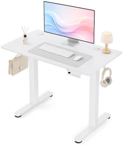 Claiks 35 x 20 Inch White Electric Standing Desk