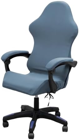 Gaming Chair Cover Set with Armrest Covers, Stretch Ruffled Slipcover for Racing Office Computer Reclining Chairs (Gray-Blue)