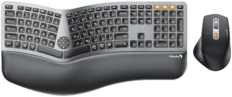ProtoArc EKM01 Plus Wireless Ergonomic Keyboard Mouse Combo - Gray Black