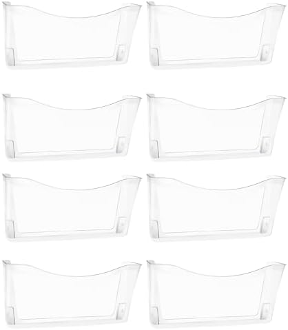 EASEPRES 8 Pack Clear Single Pocket Hanging File Organizer, Plastic Wall Mount Paper Mails Magazines Holder, Mounted Folder Bins for Office, School and Home, 13.85x3.14x6.88 inches