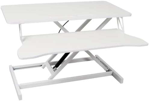 ALEVINE White Adjustable Standing Desk Converter with Keyboard Tray