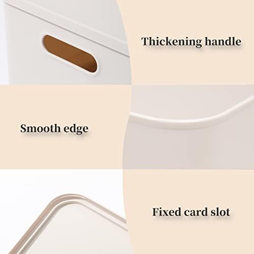 Yishyfier Plastic Storage Baskets With Lid Organizing Container Lidded Knit Storage Organizer Bins for Shelves Drawers Desktop Closet Playroom Classroom Office (4M+2S, Light grey)