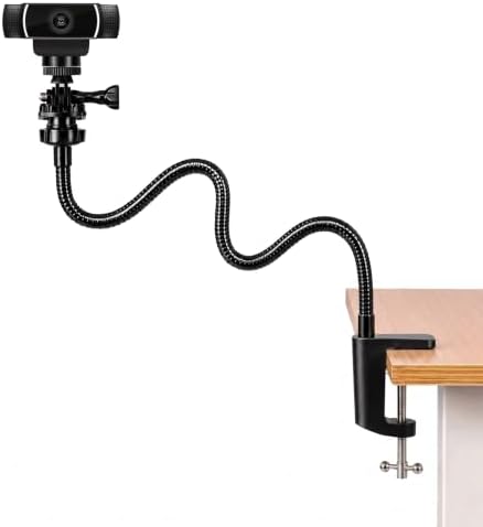Flexible Webcam Stand Mount for Desk, Gooseneck Webcam Arm Tripod with Phone Holder, Desk Camera Mount Compatible with Logitech C922 C930e C920S C920 C615 C960 C920x Brio 4K, 1/4" Thread