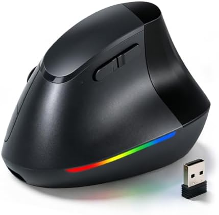 57° Wireless Ergonomic Mouse, Rechargeable Bluetooth Optical Mice