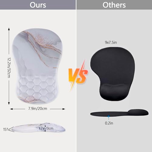 Ergonomic Mouse Pad Wrist Rest, 15° Memory Foam, Non-Slip PU Base