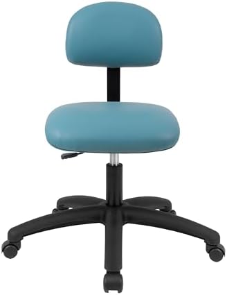 FSS Series Square seat Low (17"-22") seat Height Chair. Vinyl-for Office, Garage, Desk, Shop, Computer, Doctor, Medical, Easy to Clean! NO Footring (Aqua, Medium, _Standard Casters